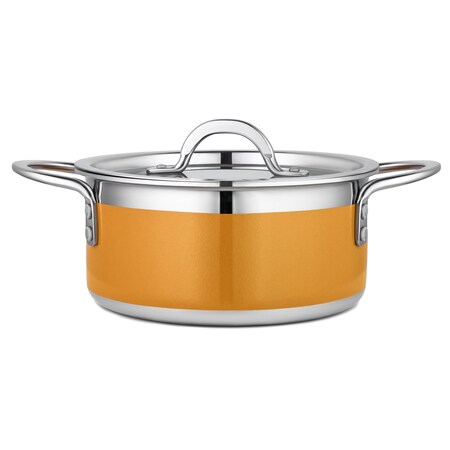 Bon Chef Country French 2 Pot W/Cover 7-3/4 Dia X 3-1/2H 2 Qt 9 Oz - Orange 71300-CF2-O